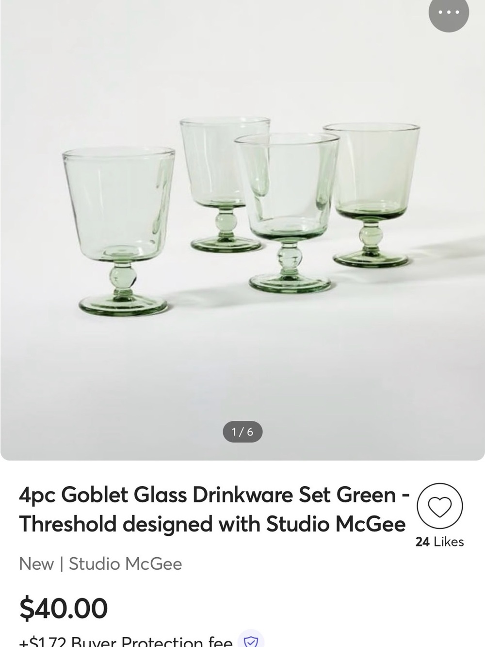 Threshold by Studio McGee Green Goblet Glasses - Set of 4